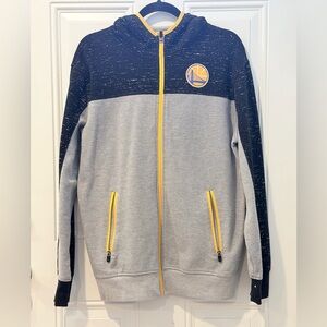 NBA Golden State Warriors Black and Gray Zip-Up Hoodie with Yellow Accents